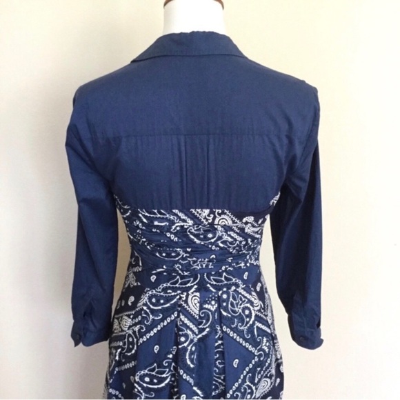 ANTHROPOLOGIE Holding Horses Flared Bandana Western Shirtdress Size 0 - Picture 4 of 16